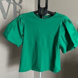 Worthington Green Puff Sleeve Boxy T-Shirt St Patrick’s Day Kelly Green